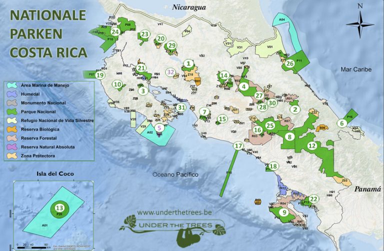 alle nationale parken van Costa Rica